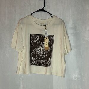 White Crow Ivory Tee with Brown Graphic